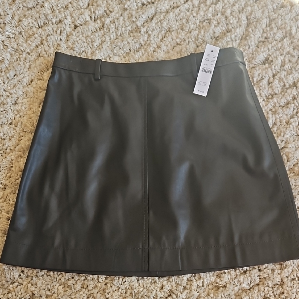 J. Crew Dark Leather A-Line Skirt